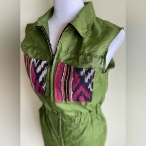 KAAYO SLEEVELESS MICROFIBER WATER REPELLENT UTILITY JUMPSUIT ARMY GREEN SZ S